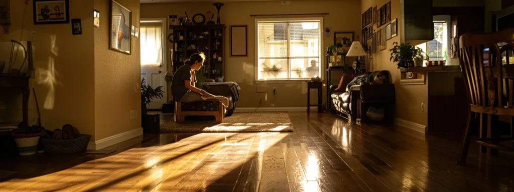 a dimly lit tacoma home interior reveals a distressed homeowner inhaling deeply as she investigates the origin of a pungent sewage odor emanating from a nearby damp area, highlighting the urgency of addressing hidden plumbing issues.