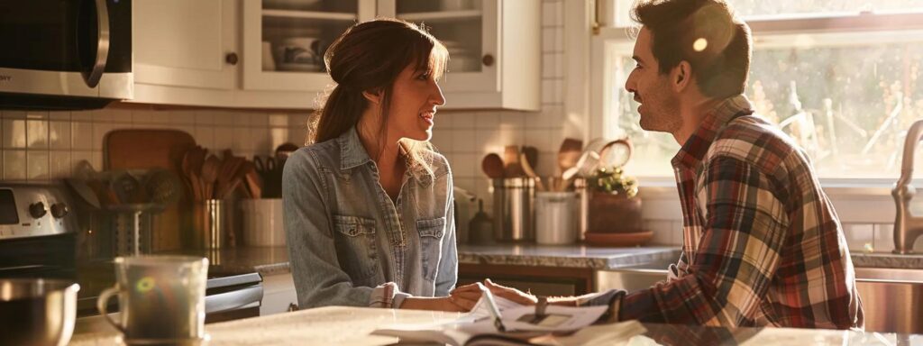 a focused, well-lit image captures a concerned homeowner speaking with a professional plumber in a modern kitchen, emphasizing the importance of reliable plumbing services and critical questions for urgent repairs.