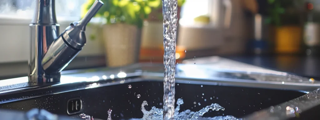 a gleaming, well-maintained kitchen sink with crystal-clear water flowing freely, symbolizing the financial benefits of timely drain cleaning and the prevention of costly repairs.