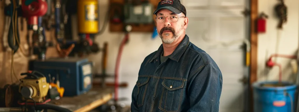 a knowledgeable plumber stands confidently in a well-lit tacoma home, surrounded by essential tools and equipment, ready to tackle a variety of repair issues from pipe leaks to clogged drains.