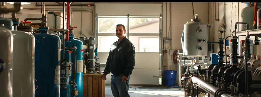 a local tacoma plumber skillfully operates advanced hydrojet equipment, surrounded by gleaming pipes and tools, emphasizing expertise and personalized service in a well-lit, modern workshop.