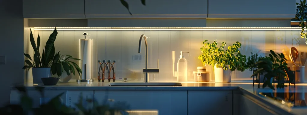 a sleek, modern kitchen with gleaming pipes visible beneath a sink, illuminated by soft, natural light, symbolizing the transformative impact of repiping on home plumbing efficiency.