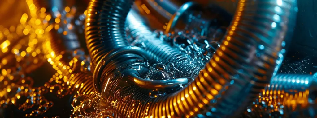 a vibrant, close-up shot of a gleaming, modern plumbing snake coiled beside a shimmering, freshly cleaned drain, illuminated by warm, inviting light that highlights the contrast between the polished tools and the dark, encasing pipes.
