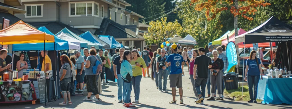 a vibrant community event in tacoma showcases local plumbers engaging with residents, surrounded by cheerful families and colorful banners, symbolizing dedication and support for the neighborhood.