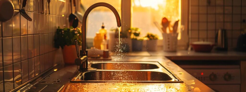 a vibrant kitchen scene features a sleek plunger poised elegantly over a clogged sink, with water droplets glistening in the warm, inviting light, symbolizing the essence of quick and effective unclogging methods.