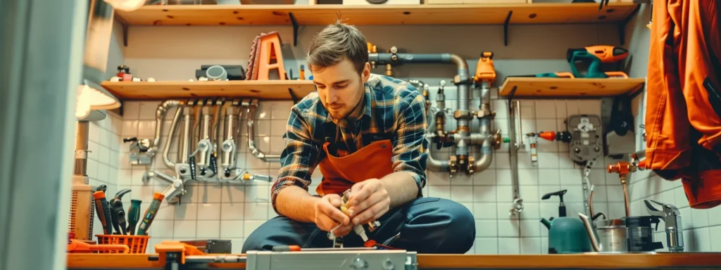a licensed plumber inspects a complex, modern plumbing system, surrounded by neatly organized tools, under warm, natural lighting, symbolizing expertise and compliance with local regulations in tacoma.