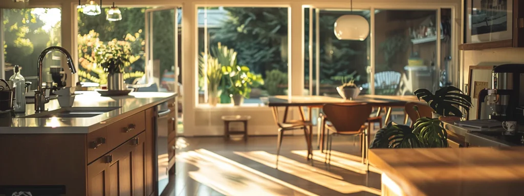a serene, modern tacoma home features a well-maintained plumbing system with gleaming chrome fixtures, symbolizing reliability and peace of mind in plumbing maintenance.