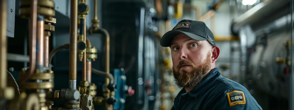 a skilled plumber expertly navigates intricate commercial plumbing systems in a well-lit, organized tacoma workspace, highlighting the professionalism and reliability of 24/7 emergency services.