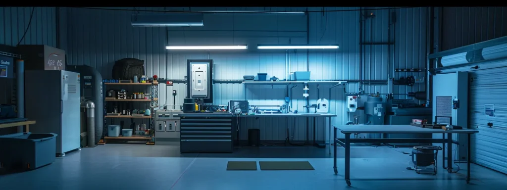 a sleek, modern plumbing workshop illuminated by soft, warm light showcases advanced diagnostic technology and energy-efficient equipment, highlighting the integration of innovation and sustainability in the plumbing industry.