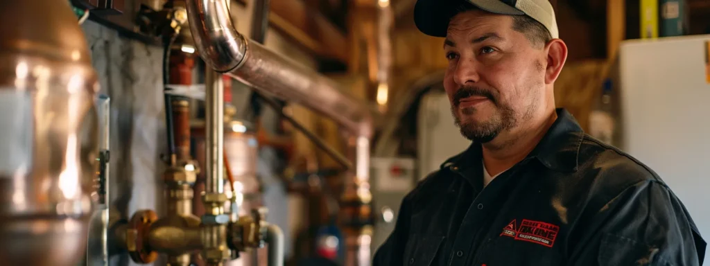a tacoma plumber, confidently examining a vibrant local home, showcases the expertise and knowledge of regional plumbing challenges under warm, natural light reflecting off gleaming pipes.