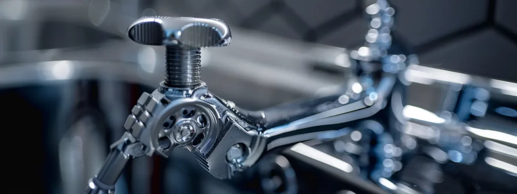 a close-up of a gleaming plumbing tool set against a backdrop of a well-maintained, modern bathroom, highlighting the professionalism and reliability of plumbing repair services in tacoma.
