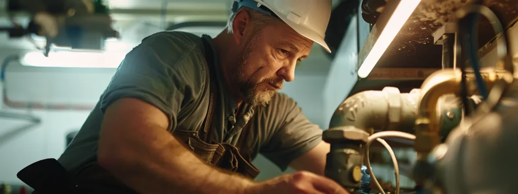 a close-up of a professional technician expertly repairing a pipe in a residential tacoma setting, illuminated by bright overhead lights that enhance the clarity of the tools and materials used in the process.