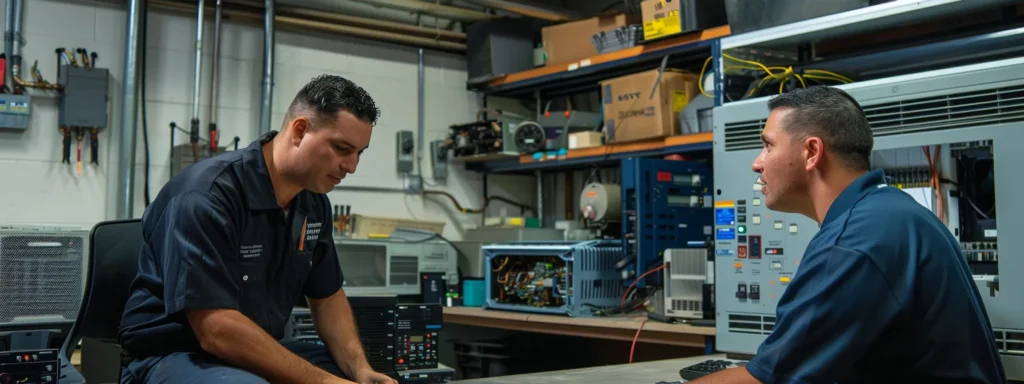 a dynamic office scene showcasing experienced hvac technicians inspecting advanced heating and air plumbing systems, equipped with professional tools and focused expressions, highlighting their commitment to quality workmanship and expertise in a modern, urban las vegas setting.