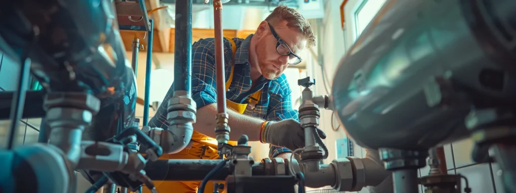 a knowledgeable homeowner inspects a plumbing system under a bright, natural light, surrounded by essential tools and highlighted by the cleanliness of well-maintained pipes.