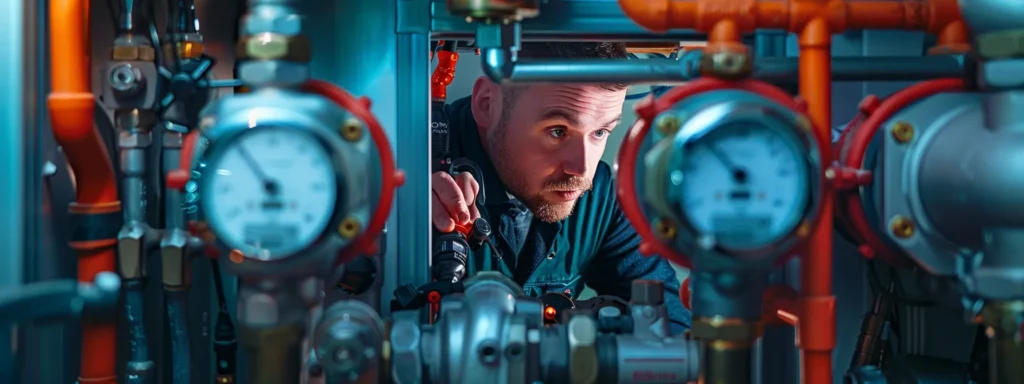 a professional plumber efficiently inspects a modern home’s plumbing system, surrounded by vibrant tools and equipment, under warm, natural lighting that highlights the importance of reliable plumbing services in tacoma.