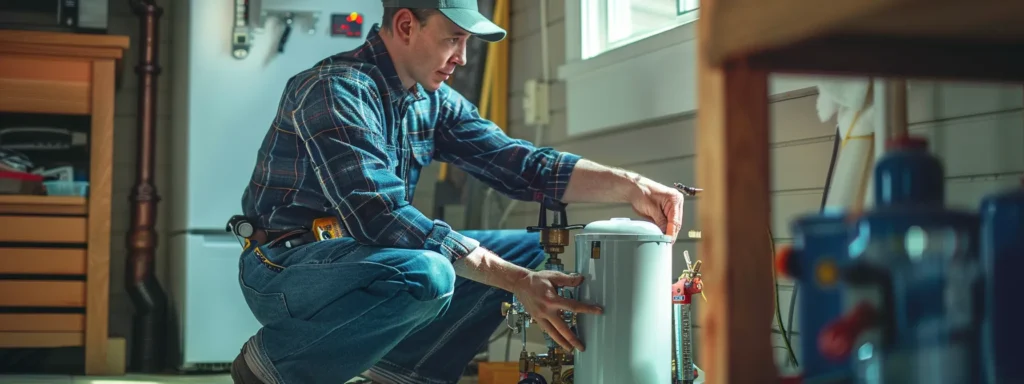 a professional plumber skillfully repairs a water heater in a well-lit tacoma home, surrounded by various tools and plumbing equipment, highlighting the importance of timely and effective plumbing services.