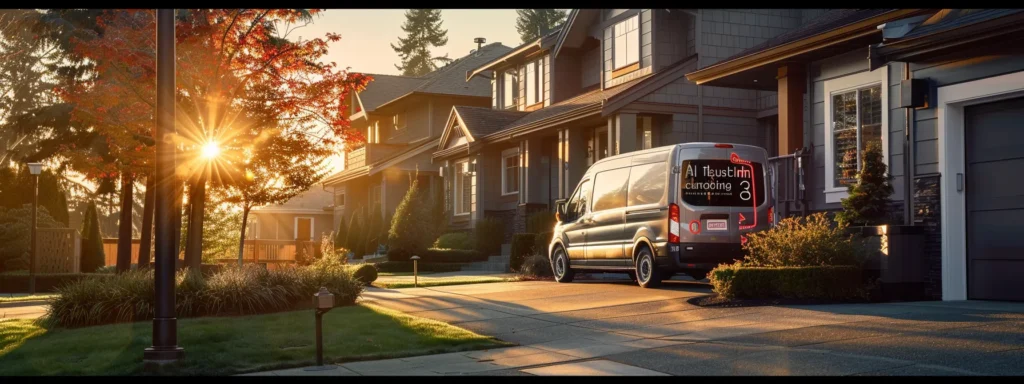 a vibrant snapshot of a modern, well-equipped plumbing service vehicle parked in front of a stylish tacoma home, illuminated by warm afternoon sunlight, showcasing the importance of professional plumbing care in maintaining the integrity of residential infrastructure.