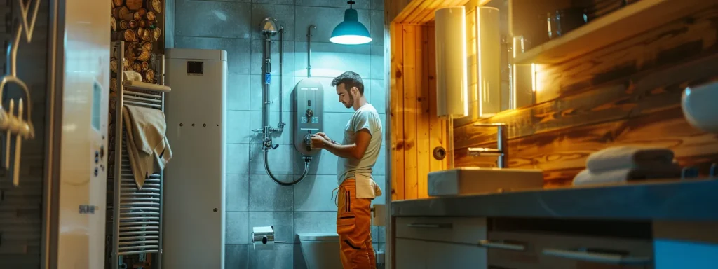 a vibrant, well-lit showcase of professional plumbers in action, confidently solving a plumbing issue inside a modern home, highlighting their expertise and commitment to quality service.
