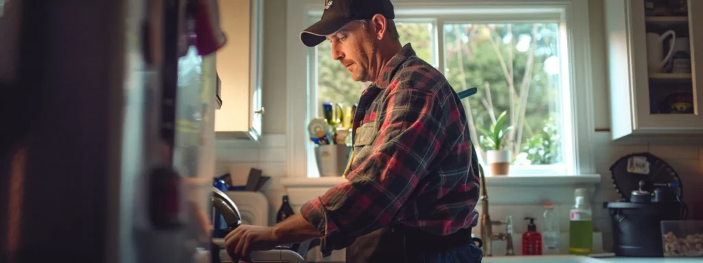 a skilled plumber confidently diagnoses a modern heat pump system in a well-lit tacoma home, surrounded by advanced tools that emphasize professionalism and efficiency.