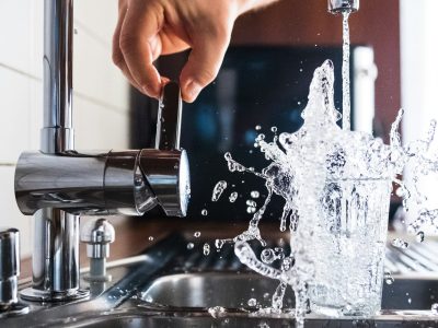 Kitchen faucet running